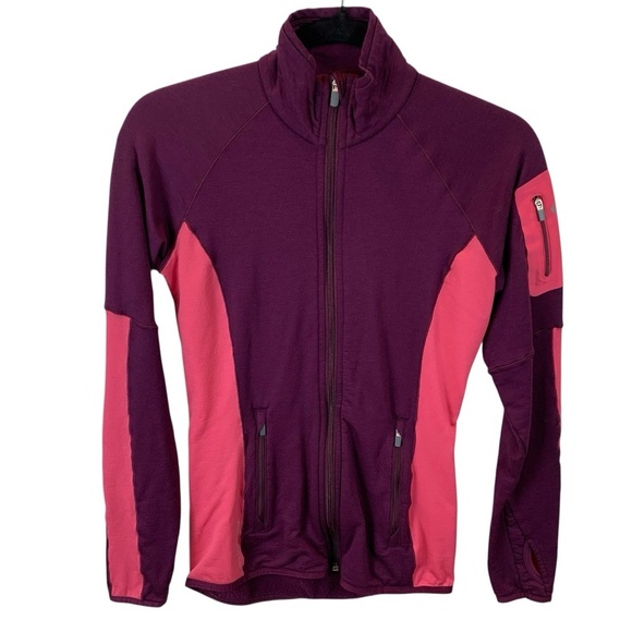 Icebreaker Tops - Icebreaker Ladies' XS Purple Pink Atom Merino GT Full Zip Sweater Wool Blend